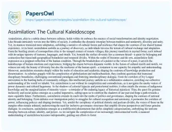 Essay on Assimilation: the Cultural Kaleidoscope