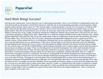 Essay on Hard Work Brings Success?