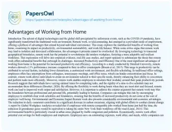 Essay on Advantages of Working from Home