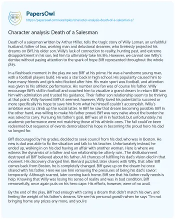 Essay on Character Analysis: Death of a Salesman