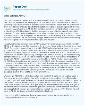 Essay on Who Can Get ADHD?