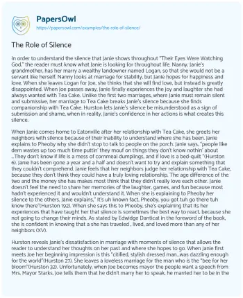 Essay on The Role of Silence