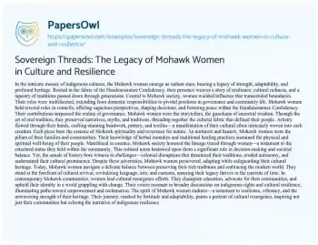 Essay on Sovereign Threads: the Legacy of Mohawk Women in Culture and Resilience