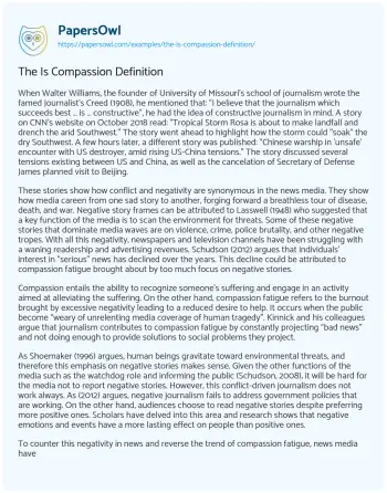 Essay on The is Compassion Definition