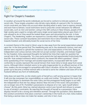 Essay on Fight for Chopin’s Freedom