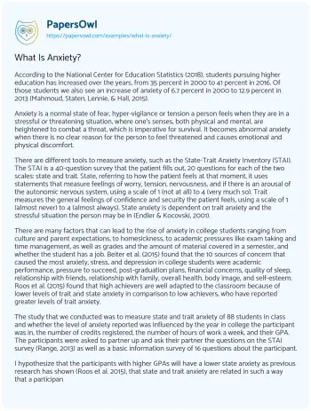 Essay on What is Anxiety?