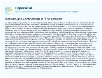 Essay on Freedom and Confinement in “The Tempest