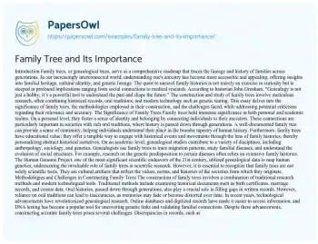 Essay on Family Tree and its Importance