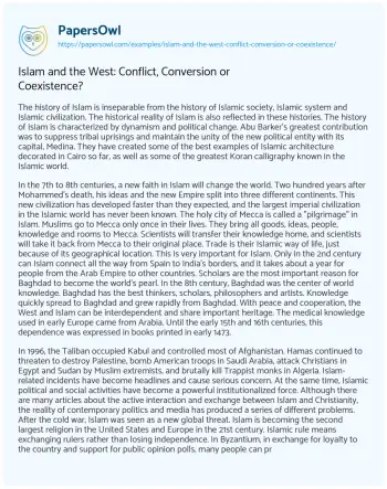 Essay on Islam and the West: Conflict, Conversion or Coexistence?