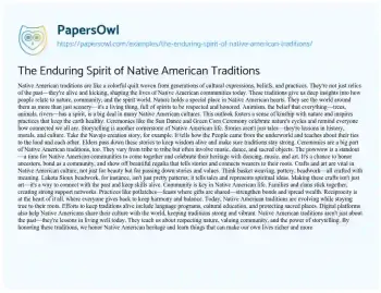 Essay on The Enduring Spirit of Native American Traditions