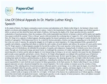 Essay on Use of Ethical Appeals in Dr. Martin Luther King’s Speech