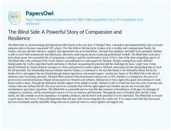 Essay on The Blind Side: a Powerful Story of Compassion and Resilience