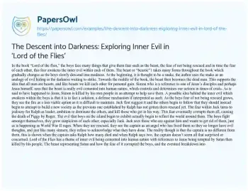 Essay on The Descent into Darkness: Exploring Inner Evil in ‘Lord of the Flies’