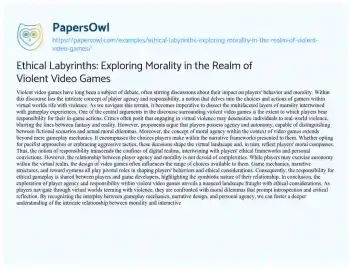 Essay on Ethical Labyrinths: Exploring Morality in the Realm of Violent Video Games