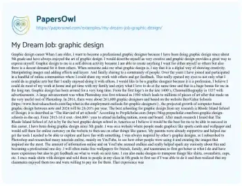 Essay on My Dream Job: Graphic Design