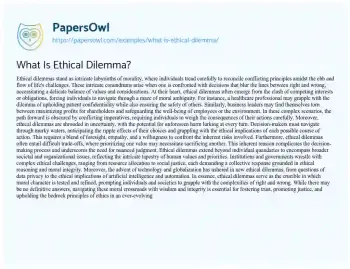 Essay on What is Ethical Dilemma?