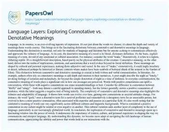 Essay on Language Layers: Exploring Connotative Vs. Denotative Meanings