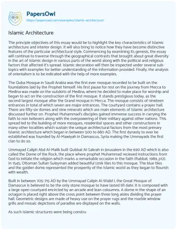 Essay on Islamic Architecture