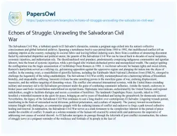 Essay on Echoes of Struggle: Unraveling the Salvadoran Civil War