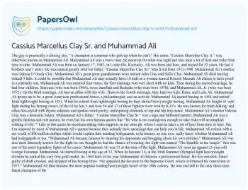 Essay on Cassius Marcellus Clay Sr. and Muhammad Ali