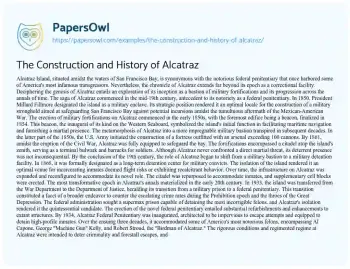 Essay on The Construction and History of Alcatraz