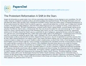 Essay on The Protestant Reformation: a Shift in the Stars