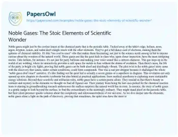 Essay on Noble Gases: the Stoic Elements of Scientific Wonder