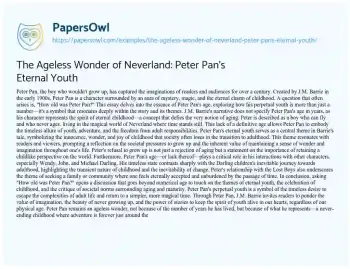 Essay on The Ageless Wonder of Neverland: Peter Pan’s Eternal Youth