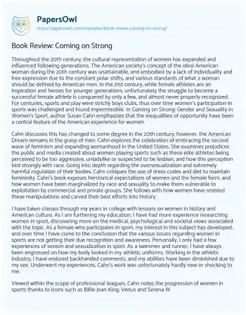 Essay on Book Review: Coming on Strong