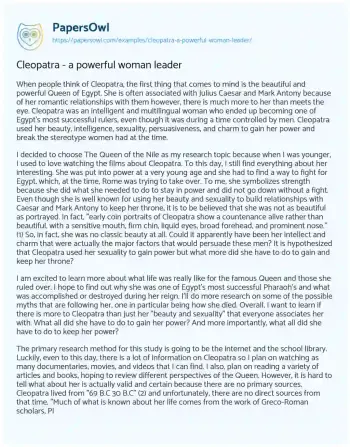 Essay on Cleopatra – a Powerful Woman Leader