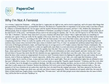 Essay on Why I’m not a Feminist