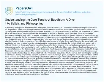 Essay on Understanding the Core Tenets of Buddhism: a Dive into Beliefs and Philosophies