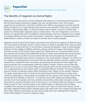 Essay on The Benefits of Veganism on Animal Rights