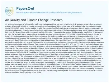 Essay on Air Quality and Climate Change Research