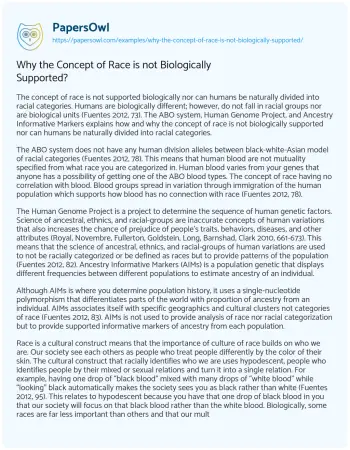 Essay on Why the Concept of Race is not Biologically Supported?