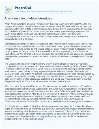 Essay on Americans Think of African-Americans