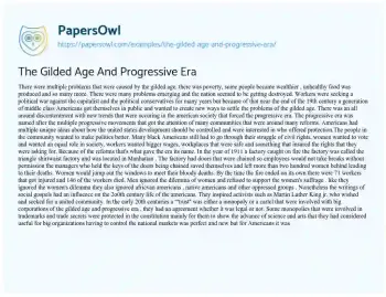 Essay on The Gilded Age and Progressive Era