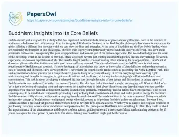 Essay on Buddhism: Insights into its Core Beliefs