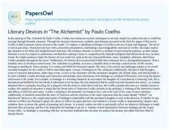 Essay on Literary Devices in “The Alchemist” by Paulo Coelho