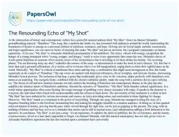 Essay on The Resounding Echo of “My Shot”