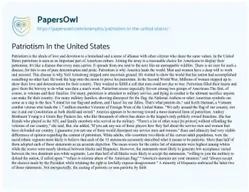 Essay on Patriotism in the United States