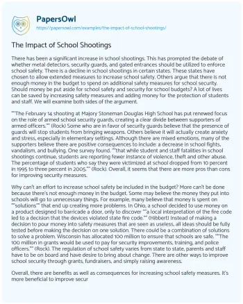 Essay on The Impact of School Shootings