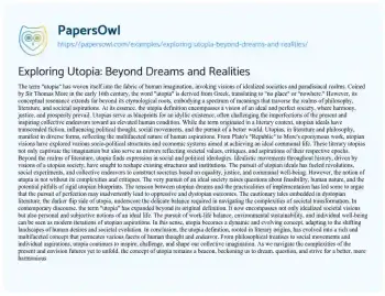 Essay on Exploring Utopia: Beyond Dreams and Realities