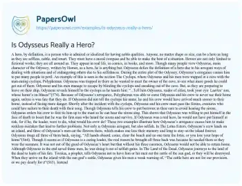 Essay on Is Odysseus Really a Hero?