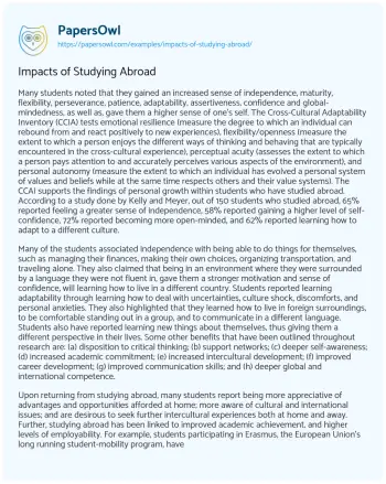 Essay on Impacts of Studying Abroad