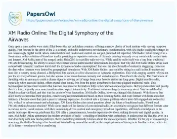 Essay on XM Radio Online: the Digital Symphony of the Airwaves