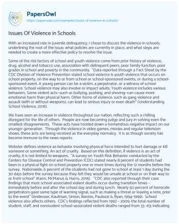 Essay on Issues of Violence in Schools