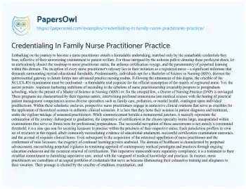 Essay on Credentialing in Family Nurse Practitioner Practice