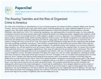 Essay on The Roaring Twenties and the Rise of Organized Crime in America