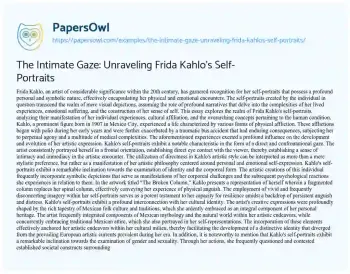 Essay on The Intimate Gaze: Unraveling Frida Kahlo’s Self-Portraits